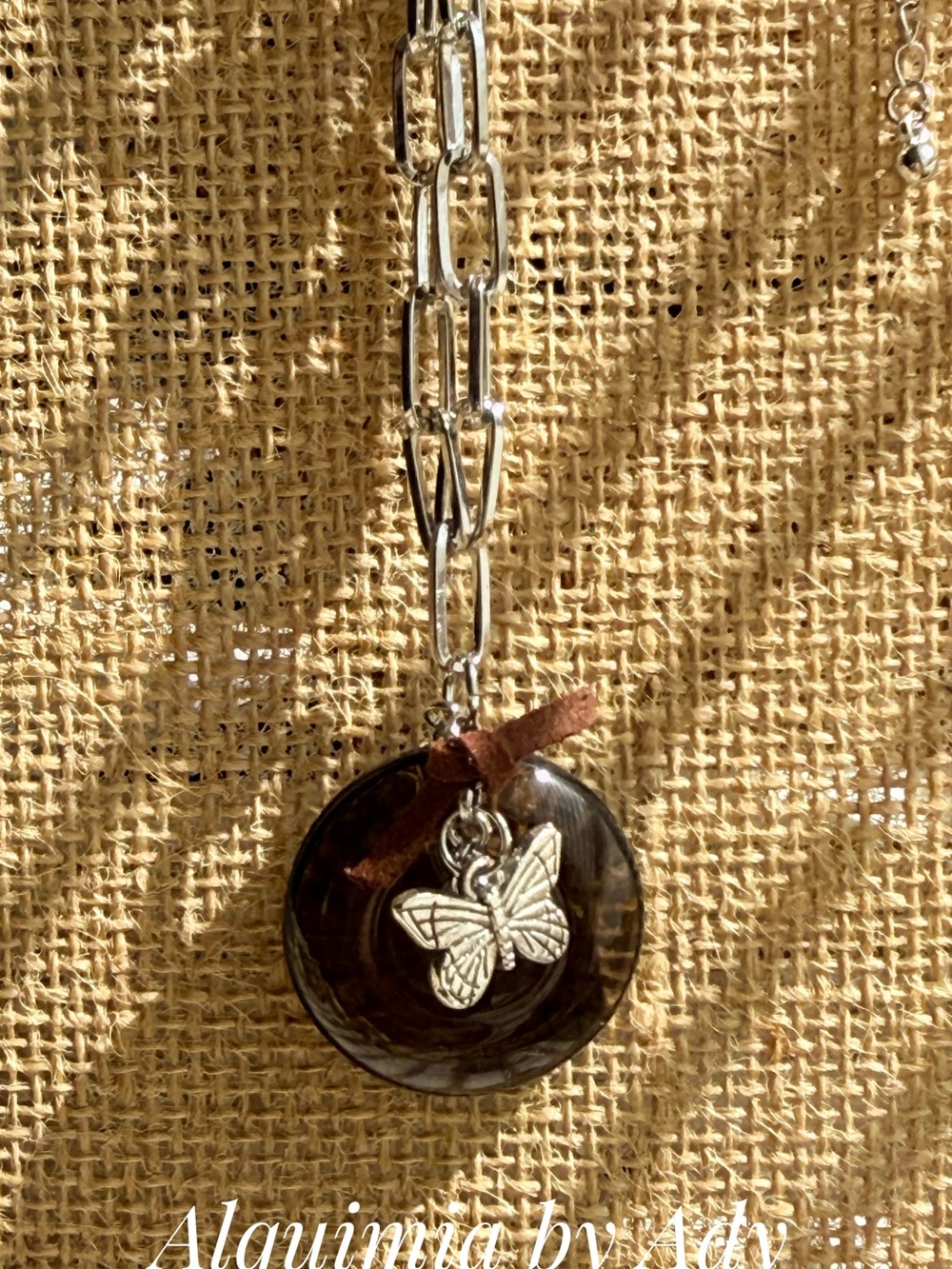 Smoky  Quartz donut silver chunky necklace HIGH SUMMER
